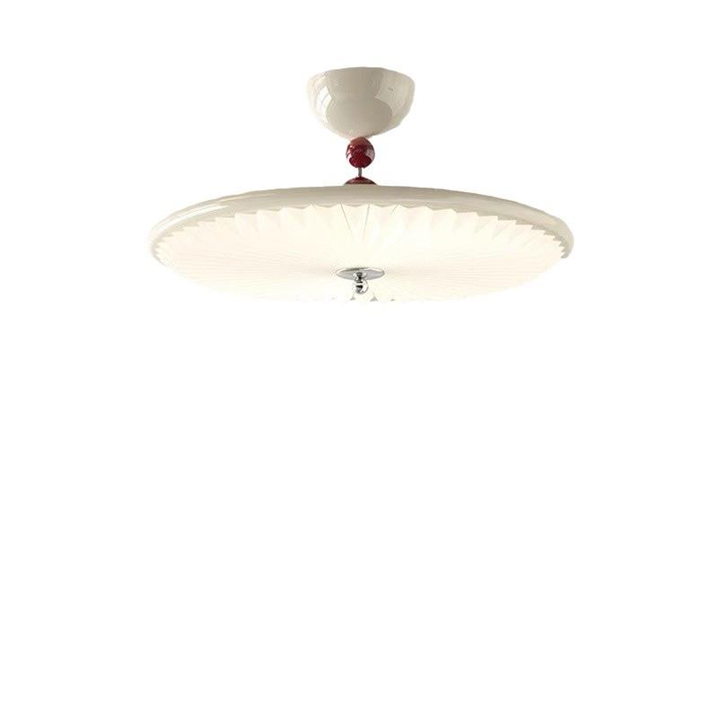 百褶卧室吸顶吊灯法式中古胡桃房餐木风纹间灯新中式296设计师款