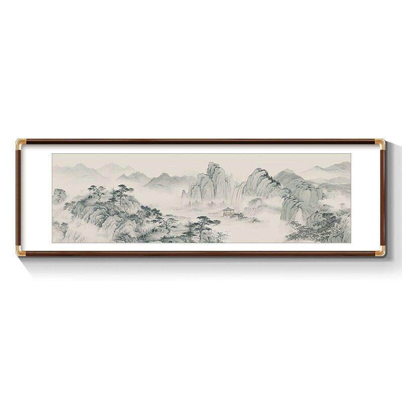 新中式山水画客厅挂画沙发背景墙装饰公室西墙聚财国画风景壁画