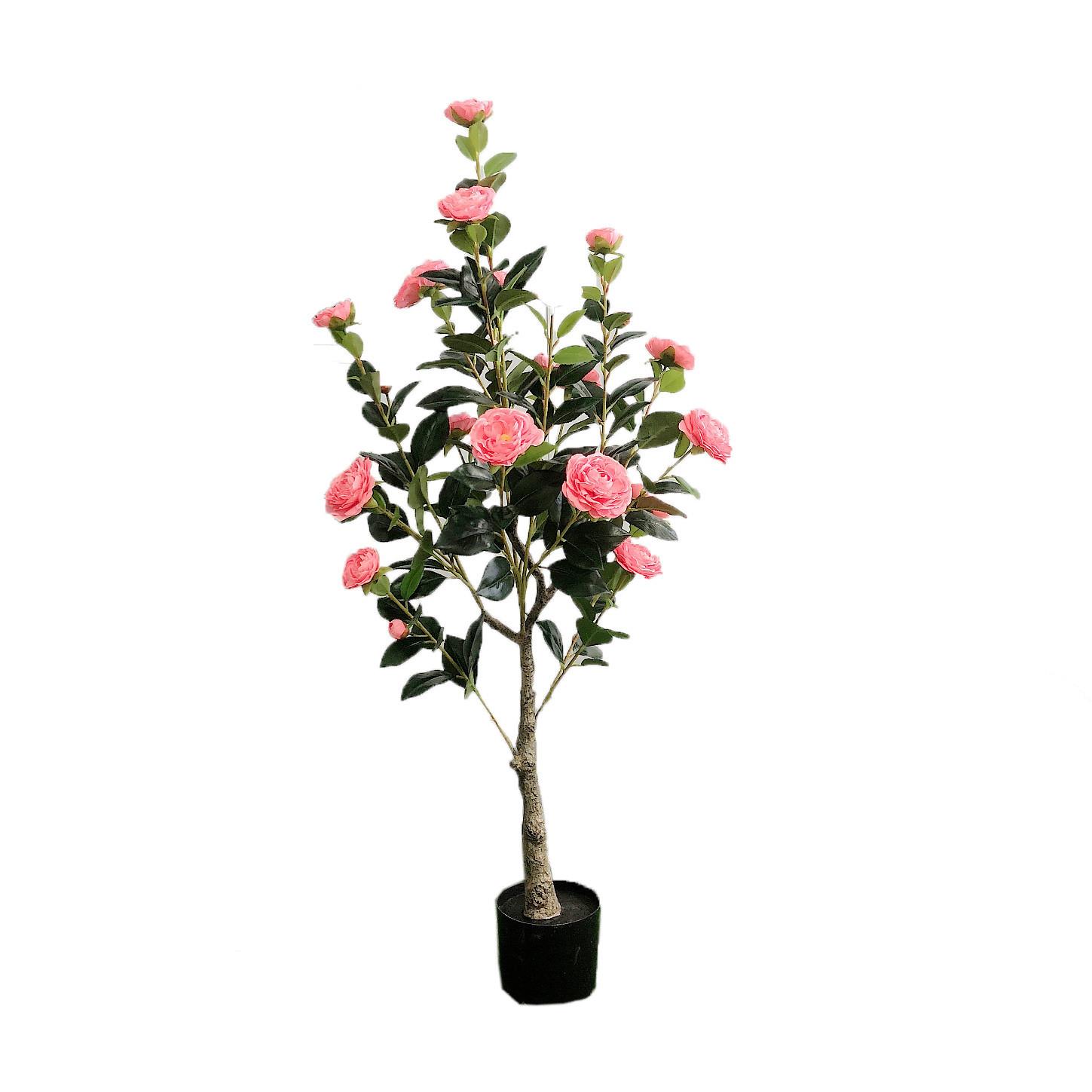 仿真玫瑰花盆栽假月季花客厅餐桌摆件茶花仿真绿植盆栽干花可