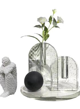 水晶几何摆件现代简约气泡透明玻璃花瓶水晶创意摆件气泡水晶摆件