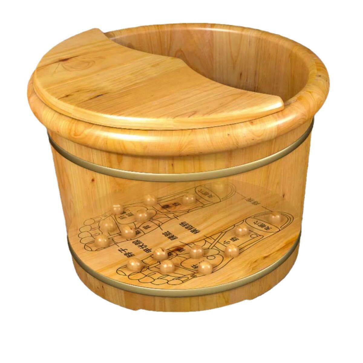 泡脚桶洗脚盆香柏木足浴桶成人木质洗脚桶穴位按摩实木加厚桶