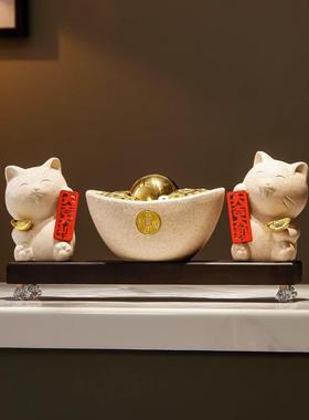 招财猫摆件饰新中式安喜乐关家居装平11wx718-公司前台开业乔迁新