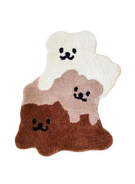 熊趴趴卡通吸ddp24050异形植绒地簇绒玄关进门垫客厅浴室水防滑垫