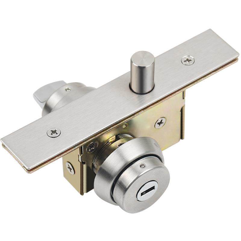 金属框门锁木门隐形地插锁带钥匙双面锁不锈钢门锁有框玻璃门地锁