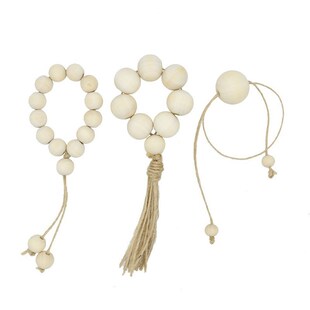 Wooden 极速4Pcs Natural Rings Holder Napkin Handmade Bead