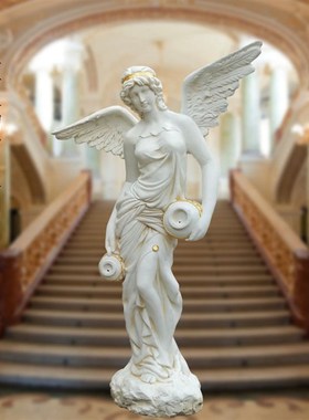 欧式大件落地仕女精品雕塑水池喷泉软装工艺品摆件花园景观装饰品