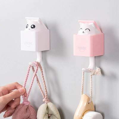 Cute Room Decor Hooks Key Holders Hidden Cat Wall Shelf Clot