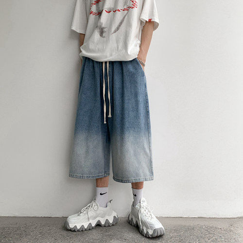 极速Summer Men Jeans Shorts Male Calf Length Trousers Denim