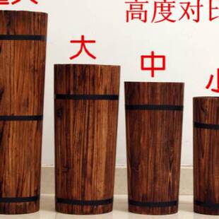 极速手工制作复古木质花瓶客厅地面落地大实木干花桶插花花器