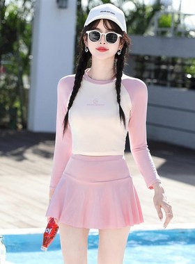 速发运动分体泡温泉新游保长遮肚守袖运动游泳馆专用款泳装