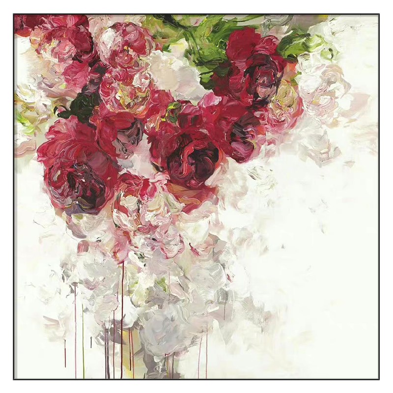 速发纯手绘油画花卉别墅客厅背景墙装饰画餐厅玄关挂画简约图片