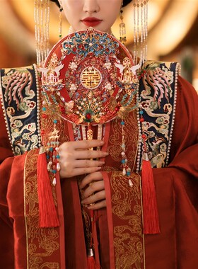 速发新娘结婚秀禾明制成古典汉唐品风双面手工新古材料包红色蕾丝