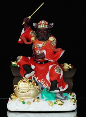 速发汉白玉天师桌馗神像天官赐镇福宅招财居家工艺品精致客厅钟面