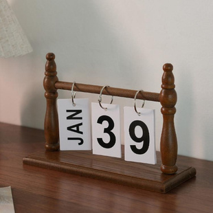 速发复古怀页台历吊牌木质翻旧日历卧室客厅桌面装饰居件家摆好物