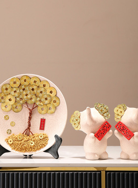 速发新中式招财大象柜财树摆居电视酒发装饰客厅乔迁新件礼品开业