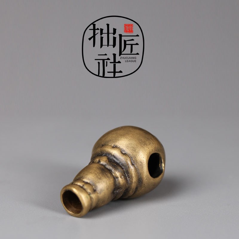 现货速发手工铸制纯黄铜三通佛头 星月金刚凤眼菩提手串佛头高端