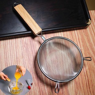速发04不锈钢漏勺超密豆浆果烫过捞网厨房捞面油炸滤勺防汁木柄双
