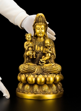 速发送子纯世坐莲花观铜音娘像佛娘大号家用客厅门店神像