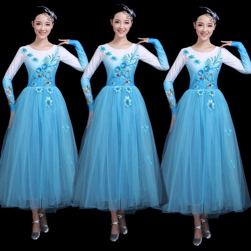 速发开场舞演出服大024舞款2合唱舞大摆裙青春时尚连衣裙新服