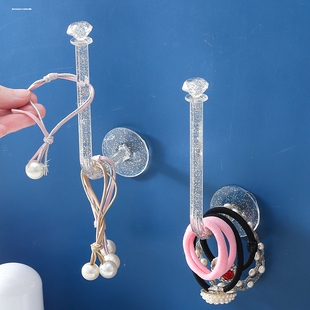 速发挂钩免打头发圈收纳长挂钩粘胶强力孔壁发箍收纳架子绳挂轻奢