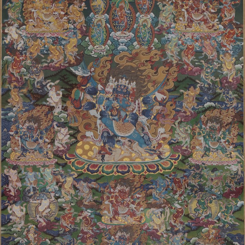 速发文武百尊精品唐卡 西藏挂画 普瑞德手工精裱布印金线唐卡佛像
