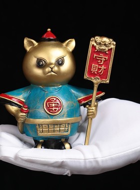 速发纯铜招 桌面小摆件可爱小猫摆件财客厅办公桌面装饰礼意工艺