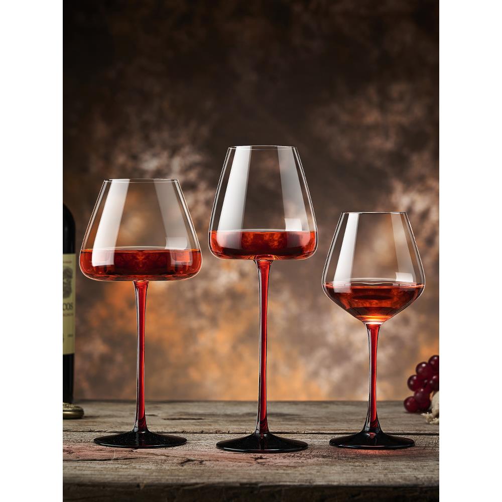 黑领结红杆红酒杯套装家用醒酒器水晶勃艮第葡萄酒高脚杯轻奢高档