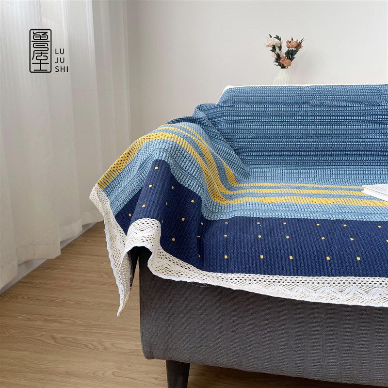 精选加厚沙发巾四季款棉麻单件套装组合沙发垫亚麻布艺防滑花边文
