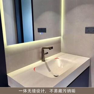 精选岩板热弯一体盆台面定制洗手池一体式台盆卫生间阳台洗手盆单