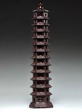 花梨木雕9层文昌塔摆件绿色实木整木13层九层家居客厅玄关工艺礼