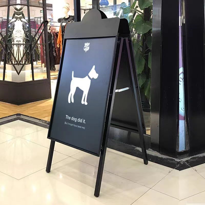 户外防风海报架铁质双面水牌门口落地kt板立式招聘广告牌展示架子