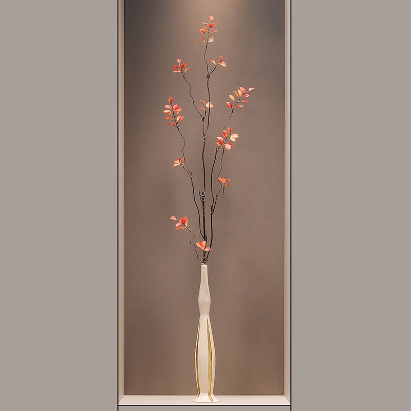 进门玄关壁龛细长竖高艺术花瓶摆件客厅插花仿真花高档创意工艺品