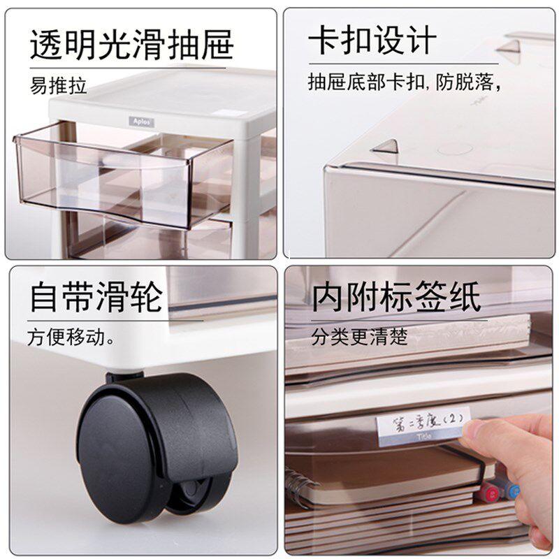 可移动抽屉推车A4文件架资料分类架置物柜B4办公收纳多层塑料书柜