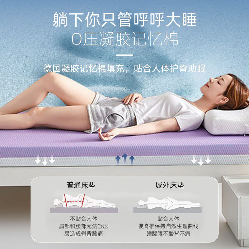 凝胶记忆棉床垫家用宿舍学生单人软垫床垫子90x190x200cm租房专用