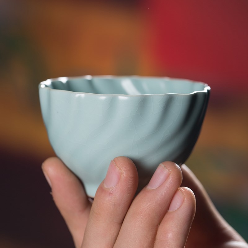 龙泉青瓷汝窑茶杯主人杯单杯陶瓷手工品茗杯功夫茶茶具茶盏小茶碗
