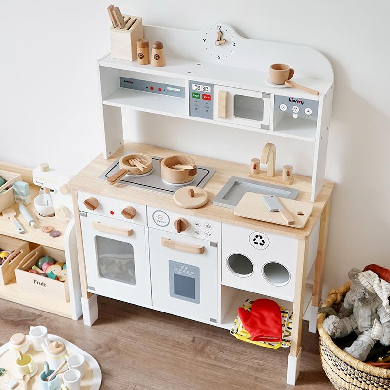 儿童大号模拟厨房灶台男女孩过家家仿真做饭烧煮饭木质餐厨具玩具