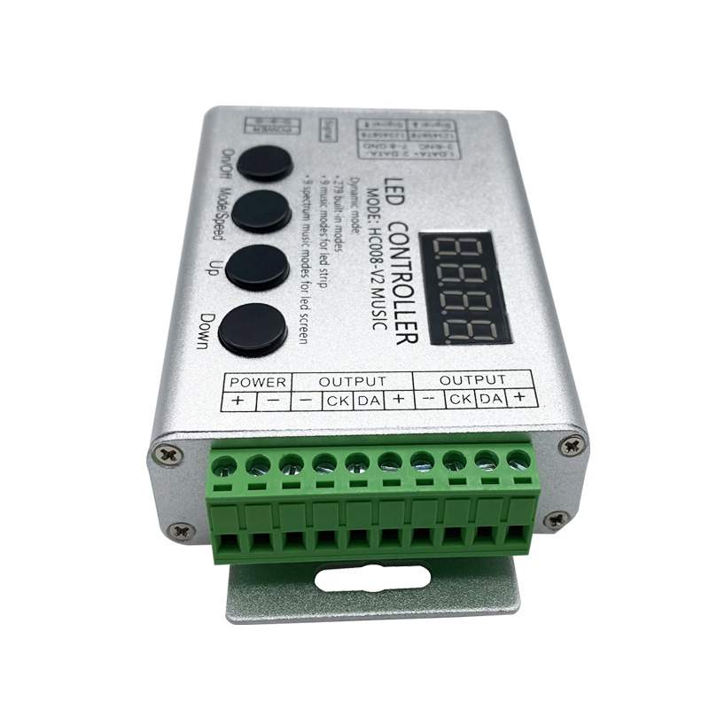 喜来灯HC008幻彩音乐控制器WS2811/2812遥控幻彩全彩追光彩光流水