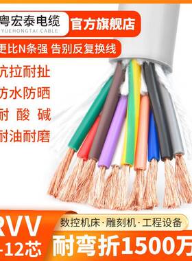 高柔性TRVV拖链电缆线67810多芯0.30.50.75平方信号控制软线