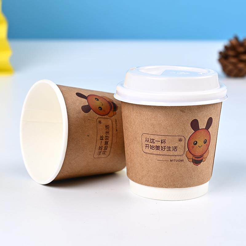隔热双层杯热饮奶茶中空杯制定一次性纸杯制作加厚中空奶茶纸杯