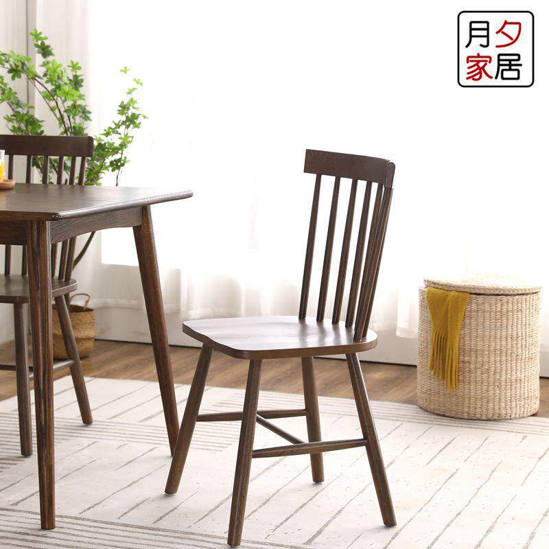 北欧简约全实木餐椅橡木靠背椅子办公椅实木白橡木餐桌椅组合