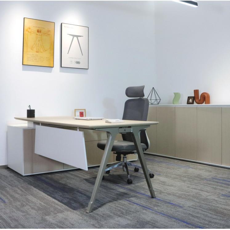 办公桌简约现代总裁班台经理桌会议台洽谈台多功能铝合金材质商务