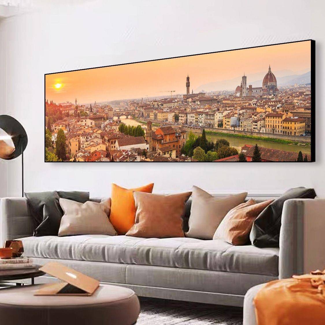 城市夜景风景建筑装饰画客厅横幅纽约挂画卧室床头画现代艺术墙画