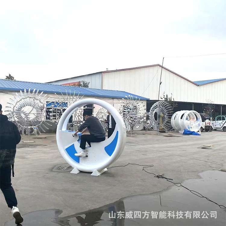 户外公园 无动力设备制作 脚踩发电喷泉单车脚踏发光动感自行车