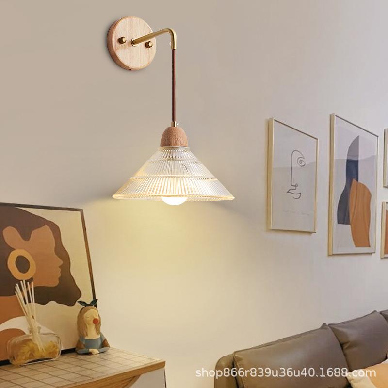 日式原木壁灯卧室复古床头灯过道灯走廊灯床头壁灯楼梯灯现代灯具
