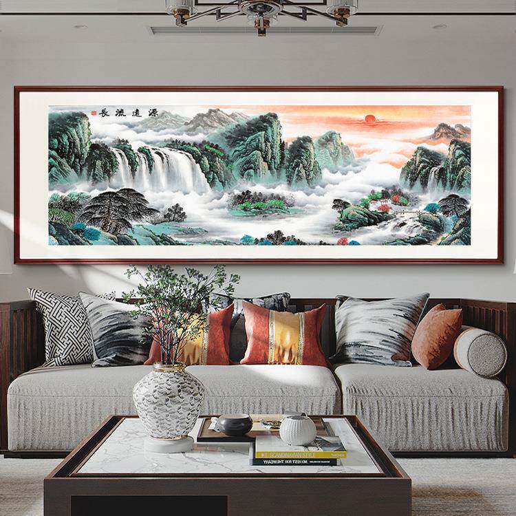 源远流长客厅装饰画沙发背景挂画大幅山水国画新中式办公室壁画