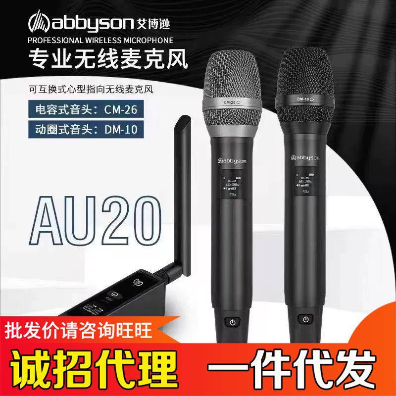 艾博逊AU20专业无线电容麦克风直播声卡户外音响唱歌动圈话筒套装