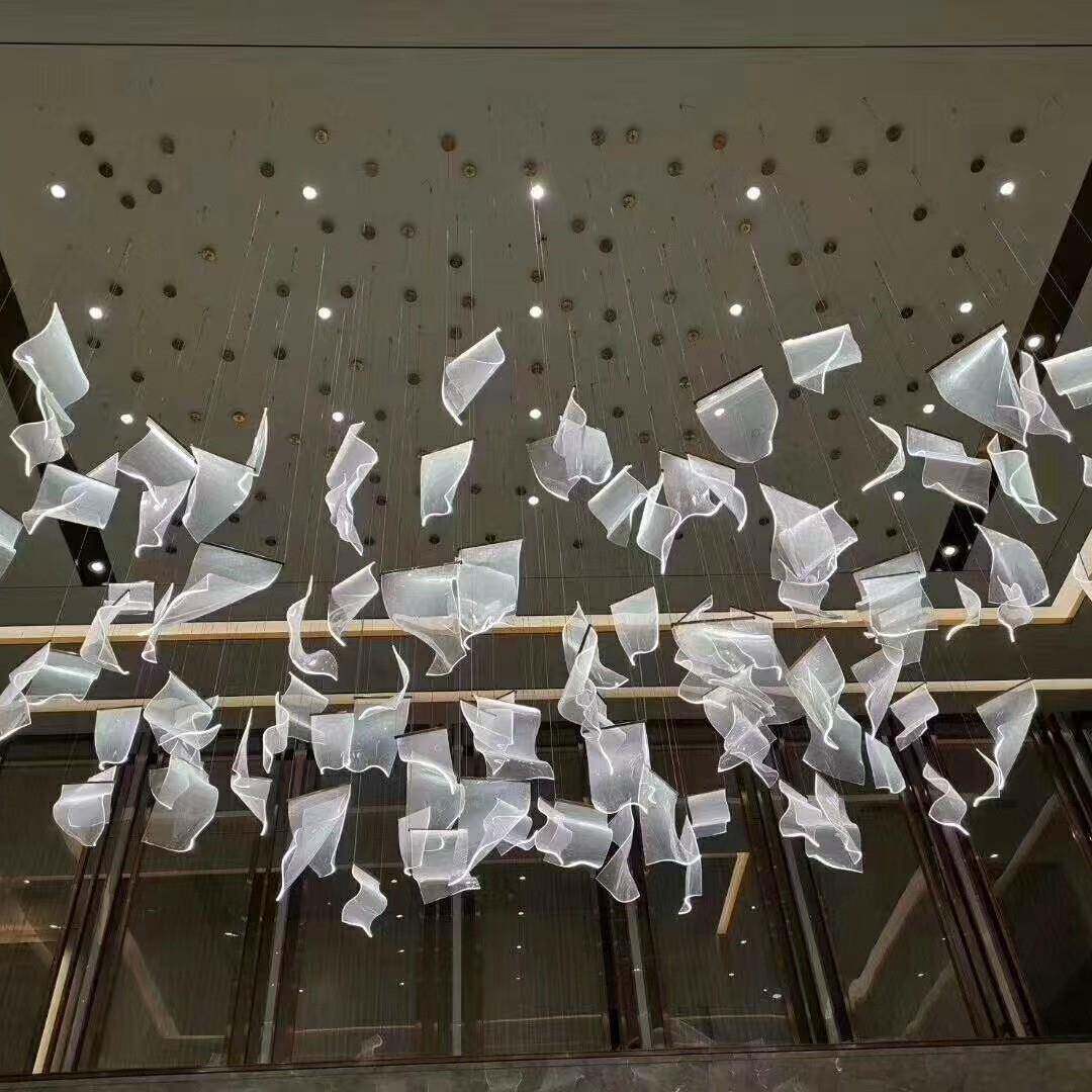 大堂酒店图书馆商场中空沙盘造型灯具亚克力书页吊灯
