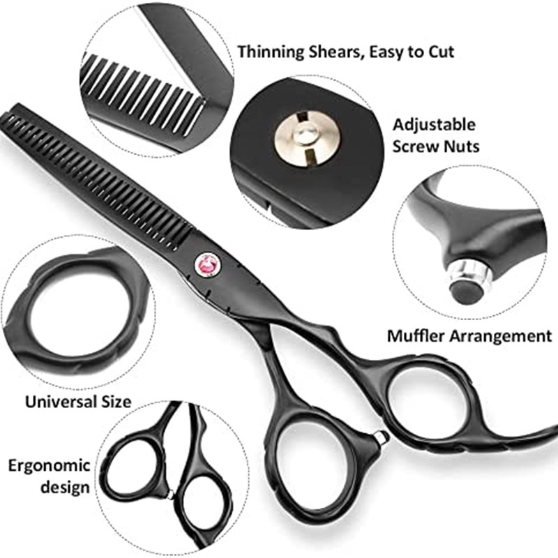 Professional Black Hair Cutting Scissors Sets Stainless Stee