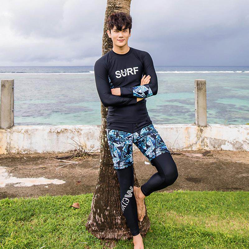 韩版情侣潜水服女男分体长袖长裤水母衣浮潜冲浪速干防晒泳衣套装