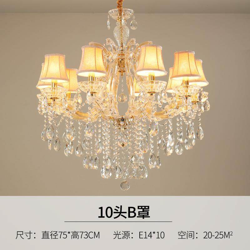 客厅吊灯欧式金色夹片餐厅蜡烛吊灯卧室水晶灯大气别墅复式楼灯具,家装灯饰光源,智能吊灯,淘宝优惠券,粉丝福利购,淘宝优惠卷